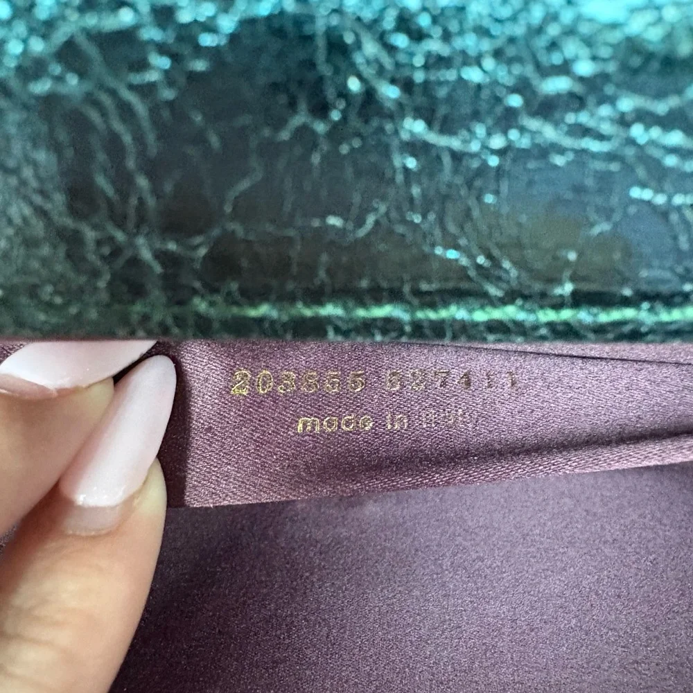 Yves Saint Laurent Y-Linge Clutch, Shimmer Green, Satin Interior - Picture 6 of 16